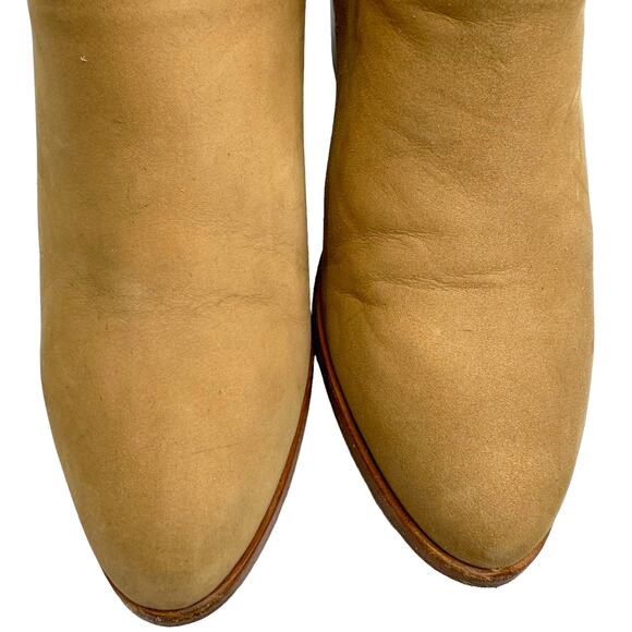 Nisolo Women's Boots US 7.5 Dari Heeled Ankle Booties Tan Leather Suede Back Zip - Picture 3 of 16